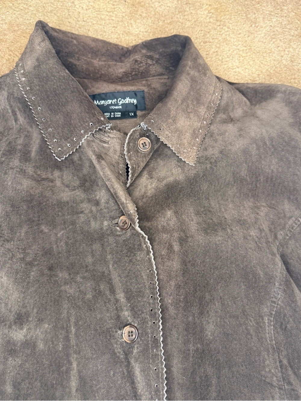 Vintage Margaret Godfrey- Brown Suede Shirt Jacket